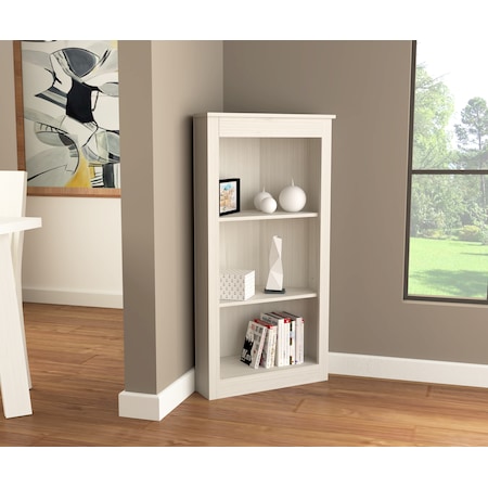 Inval CornerBookshelf Wall Unit 47.24 in. H 3-shelf in Washed Oak BE-13004